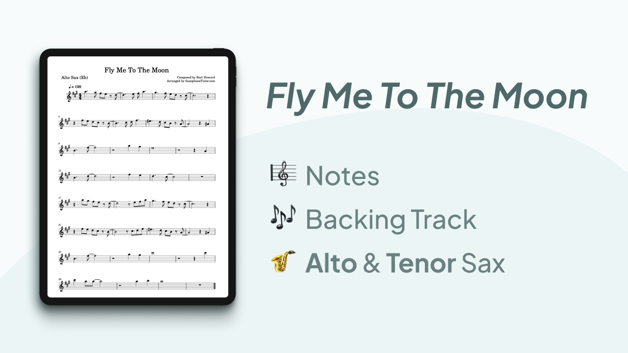 Free Fly Me To The Moon: Saxophone Sheet Music and Backing Track